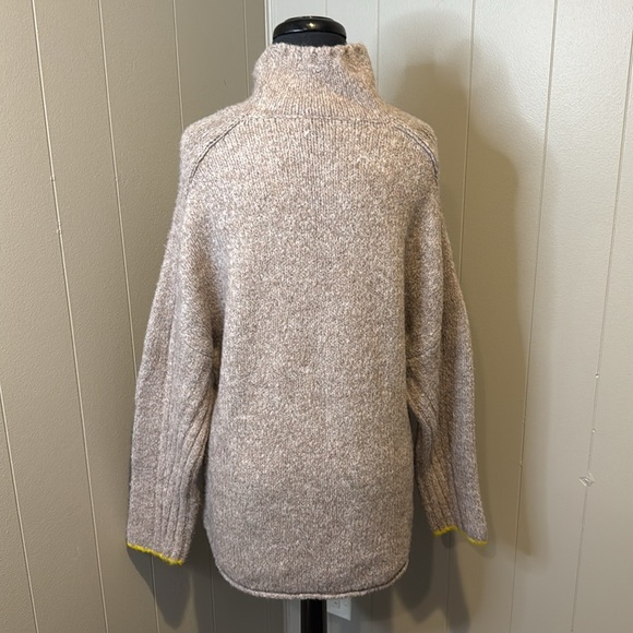 Anthropologie Moth Womens Sweater Beige Yellow Trim Turtleneck Acrylic Wool XS - Picture 7 of 10